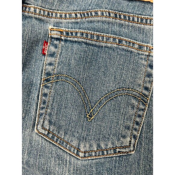 Levis 505 Jeans Womens 12M W34 Blue Med Wash Stretch Straight Leg Grunge - Picture 6 of 9